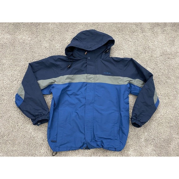 LL Bean Fleece Jacket Men's Large Full Zip‎ Blue Overcoat - Picture 1 of 14